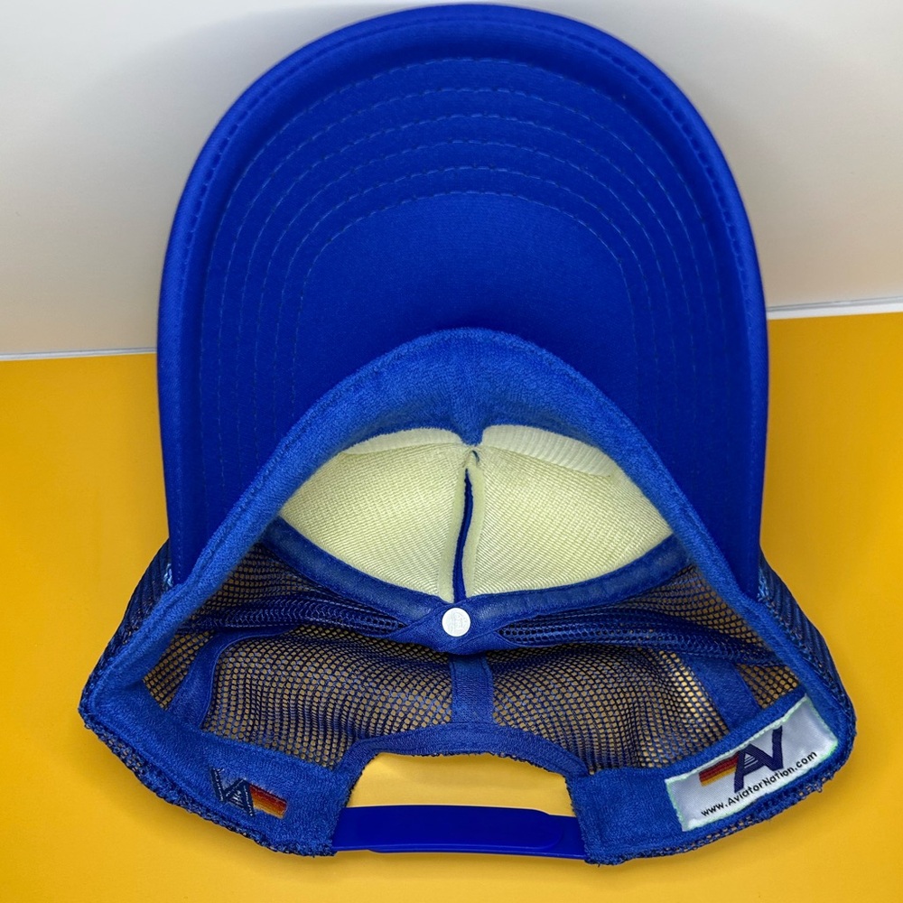 NWOT Aviator Nation Logo Rainbow Vintage Trucker Hat – Royal Blue Unisex - Picture 3 of 7